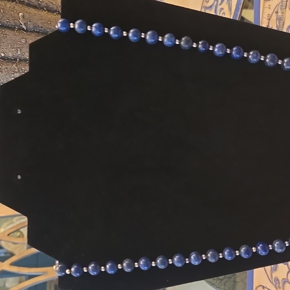 14KT Gold beads and Lapis 26 inch necklace - Picture 3 of 4